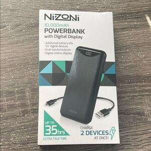 NIB- Nizoni 10000mAh Power Bank with Digital Display